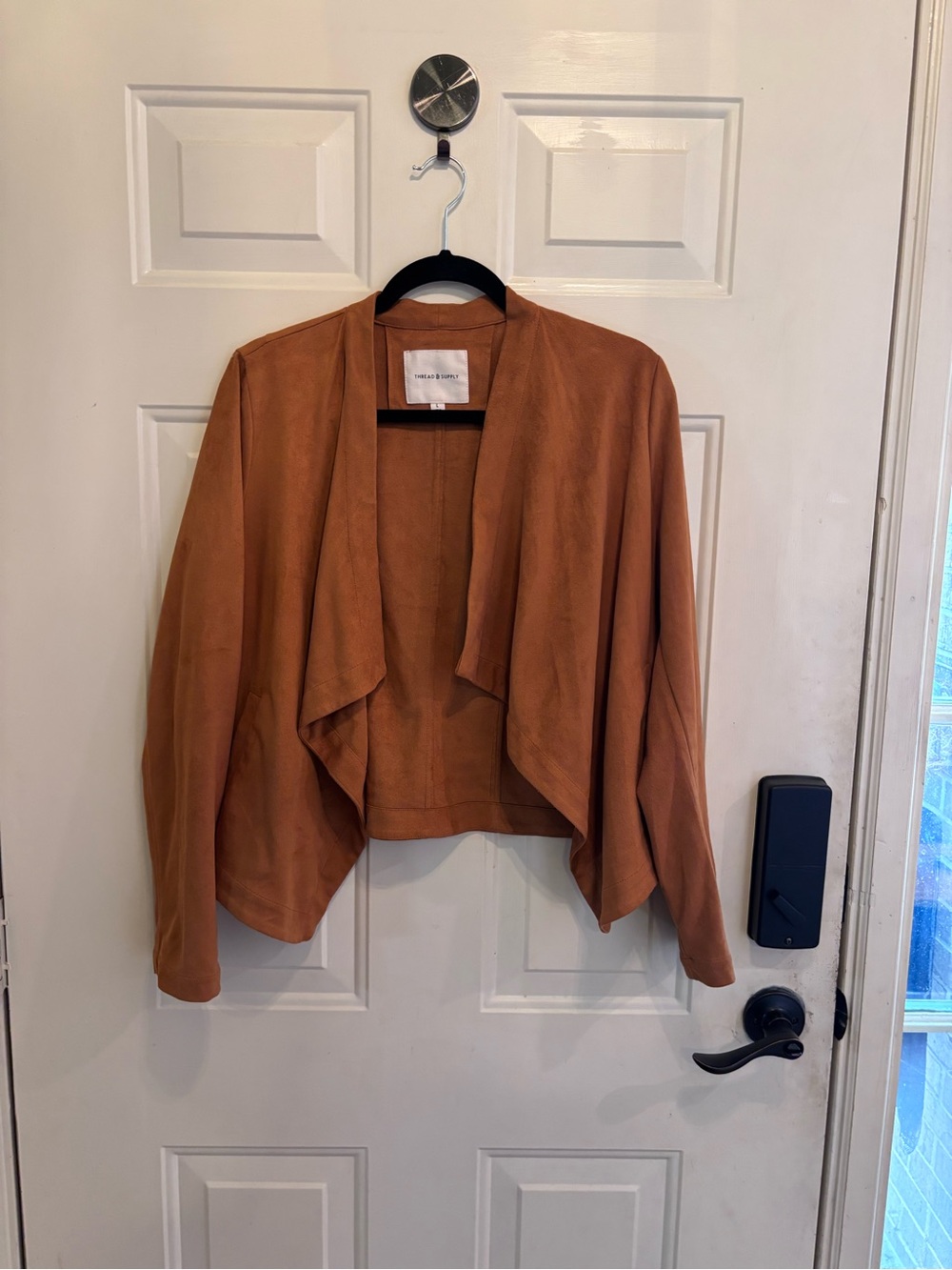 Thread & Supply Rust Brown Draped Open Front Jacket - Picture 2 of 4